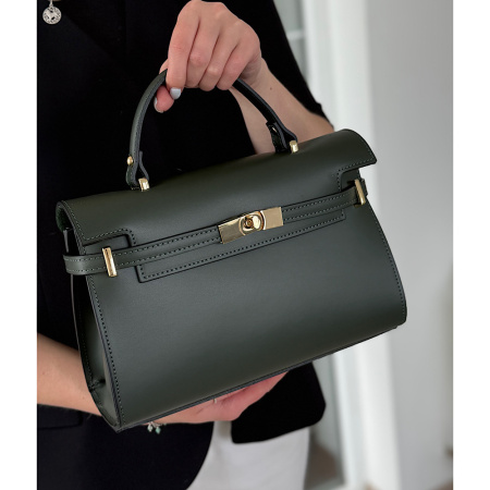 Сумка женская кросс боди из натуральной кожи Genuine leather 28667 темно-зеленая