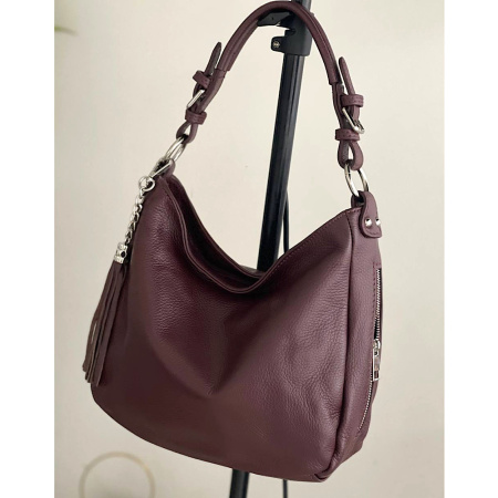 Сумка мешок женская из натуральной кожи Genuine leather 27249 бордовая