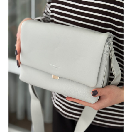 Сумка жіноча крос боді з еко шкіри David Jones 29098 світло-сіра