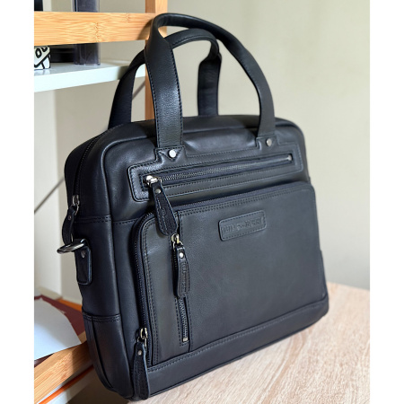 Сумка мужская из натуральной кожи (Германия) Hill burry 28863 черная