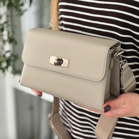 Сумка жіноча крос боді з еко шкіри David Jones 29071 холодний беж