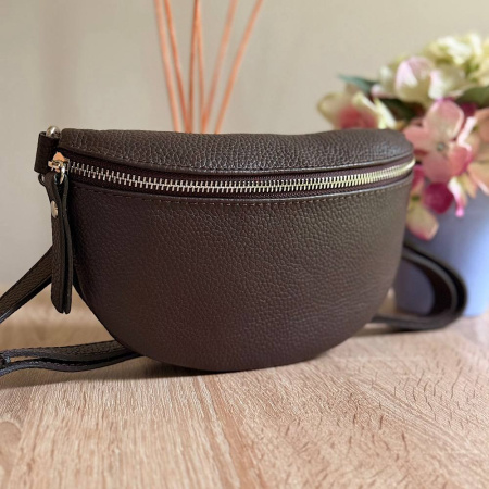 Жіноча сумка-бананка з натуральної шкіри Genuine leather 28913 коричнева