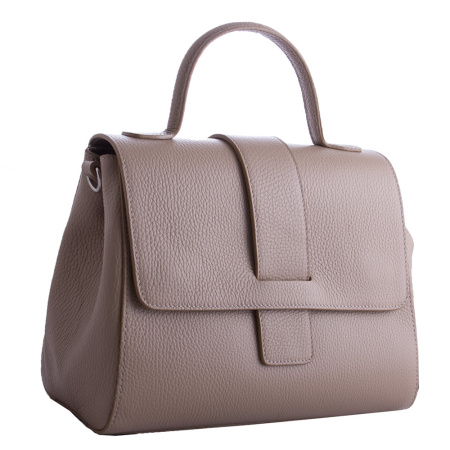 Кожаная сумка с клапаном Genuine leather 19918 бежевая