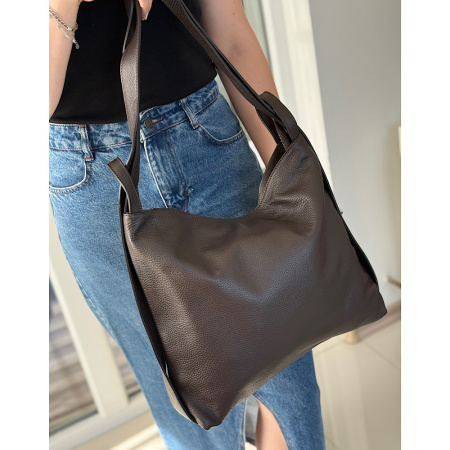 Сумка-рюкзак женская из натуральной кожи Genuine leather 28638 коричневая