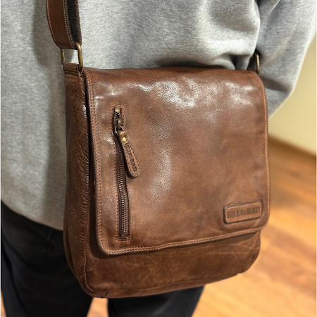 Сумка чоловіча через плече з натуральної шкіри Hill burry (Німеччина) 28864 коричнева