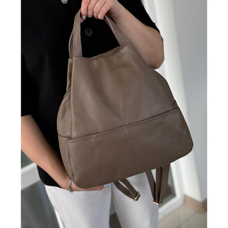 Рюкзак женский городской из натуральной кожи Genuine leather 28671 темный тауп