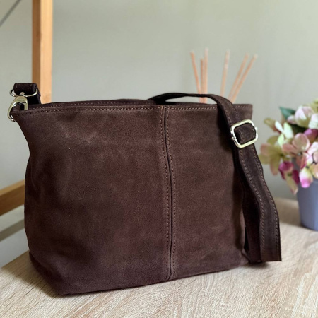 Женская сумка кросс-боди из натуральной замши Genuine leather 28914 коричневая