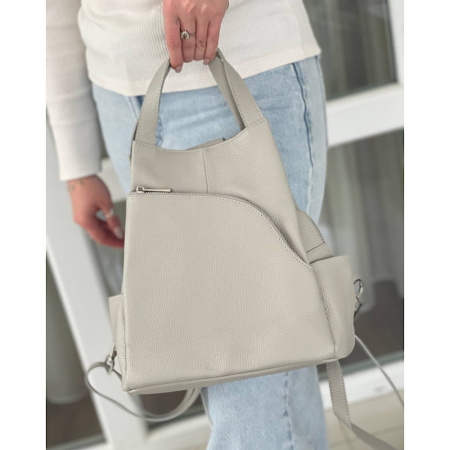 Рюкзак женский городской из натуральной кожи Genuine leather 27326 светло-серый