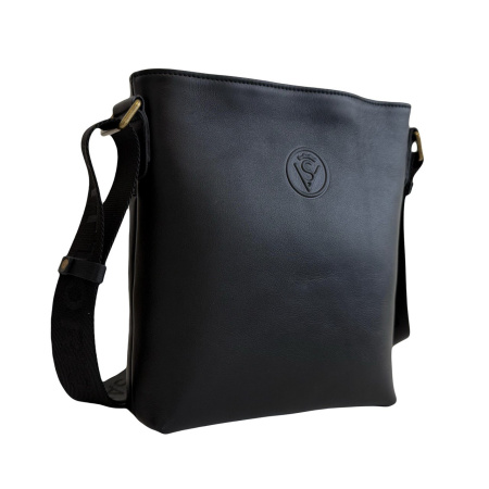 Сумка чоловіча через плече з натуральної гладкої шкіри Vittorio Safino 28822 чорна