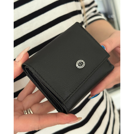 Гаманець жіночий маленький з натуральної шкіри ST-18373 чорний