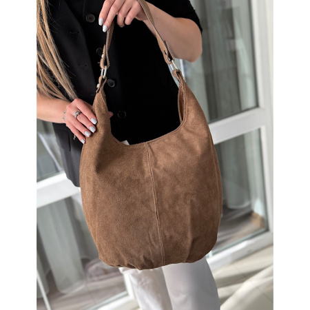 Сумка мешок женская из натуральной замши Genuine leather 28674 тауп