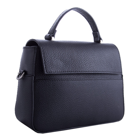 Итальянская кожаная сумка с клапаном Genuine leather 19921 черная