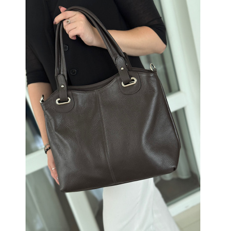 Сумка женская из натуральной кожи Genuine leather 28378 коричневая (шоколад)