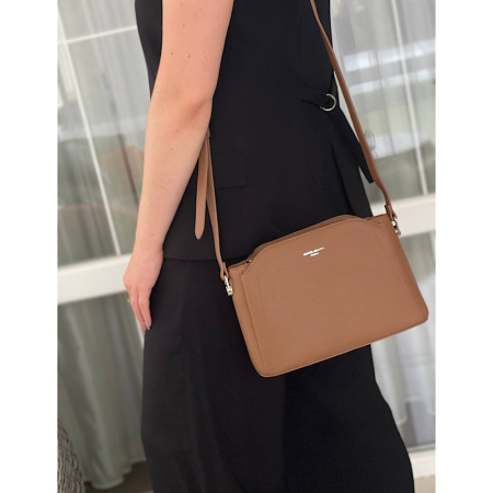 Сумка женская кросс боди из кожзаменителя David Jones 27008 рыжая