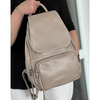 Рюкзак женский городской из натуральной кожи Genuine leather 28508 бежевый (капучино)