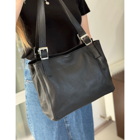 Сумка женская из натуральной кожи Genuine leather 28634 черная