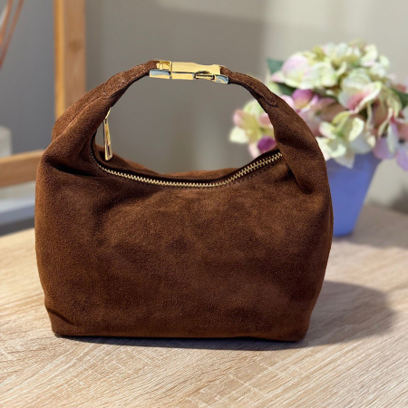 Женская сумка кросс-боди из натуральной замши 28865 коричневая