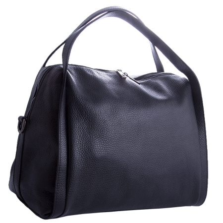 Итальянская кожаная сумка на двух ручках Genuine leather 20487 черная