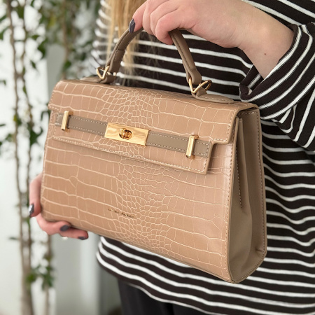 Сумка женская кросс боди из кожзаменителя David Jones 29121 бежевая