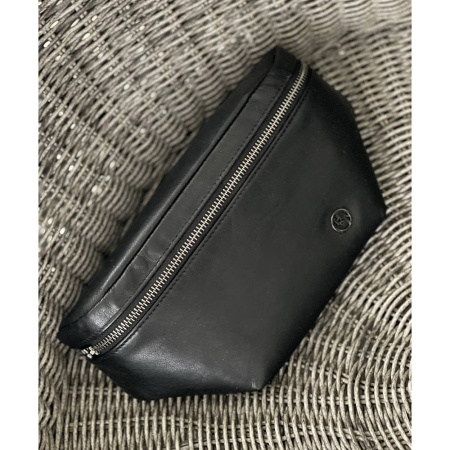 Сумка бананка мужская из натуральной кожи HT 26745 черная