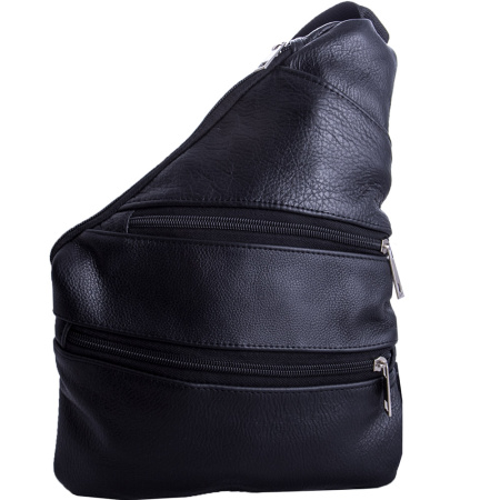 Кожаная сумка-слинг NN 19774 черная