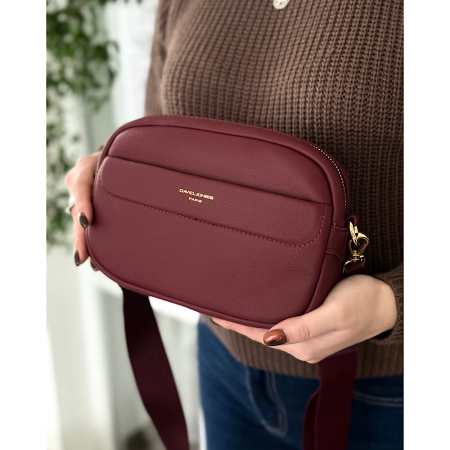 Сумка женская кросс боди из кожзаменителя David Jones 28754 бордовая