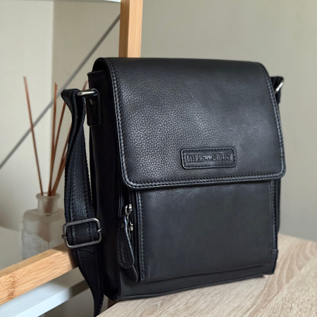 Сумка мужкая через плечо из натуральной кожи (Германия) Hill burry 28860 черная