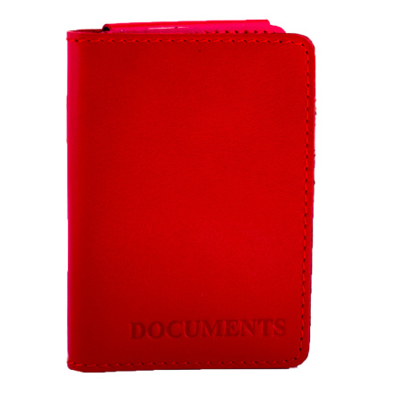 Обложка для документов из натуральной кожи NN OD-NN15716 красная 