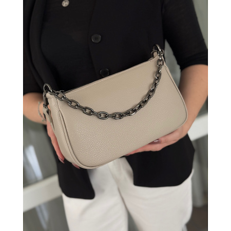 Сумка женская кросс боди из натуральной кожи Genuine leather 28379 бежевая (капучино)