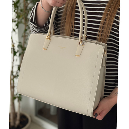 Сумка женская из кожзаменителя David Jones 29111 молочно-кремовая