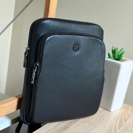 Сумка мужская через плечо из натуральной кожи HT 28882 черная