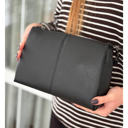 Сумка жіноча з натуральної шкіри крос боді NN19194 чорна