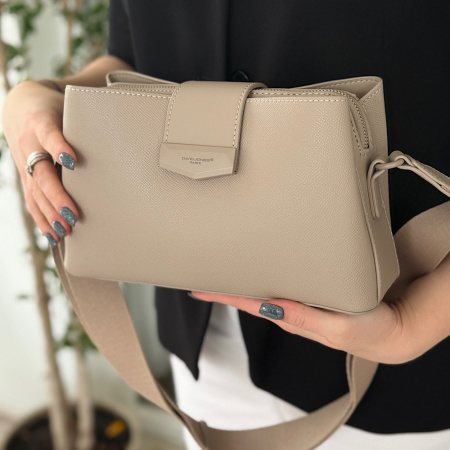 Сумка жіноча крос боді з еко шкіри David Jones 28954 бежева