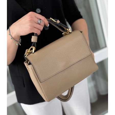 Сумка женская кросс боди из натуральной кожи Genuine leather 28662 тауп