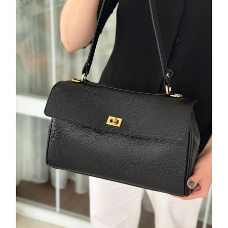 Сумка женская кросс боди из натуральной кожи Genuine leather 28924 черная