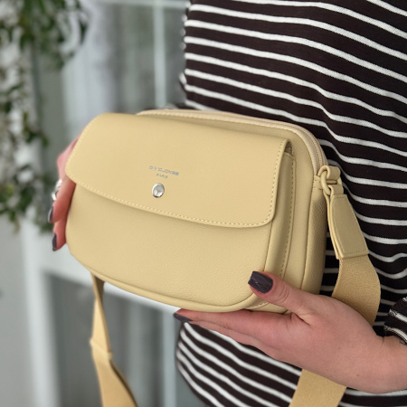 Сумка жіноча крос боді з еко шкіри David Jones 29107 світло-жовта