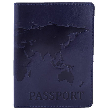 Обложка для паспорта кожаная NN P-NN16795 синяя
