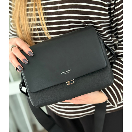 Сумка жіноча крос боді з еко шкіри David Jones 29096 чорна