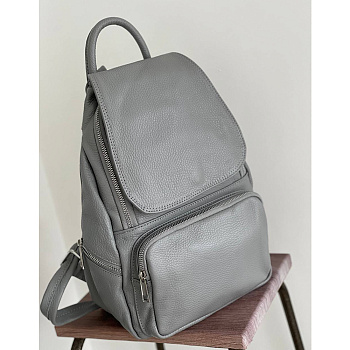 Рюкзак женский городской из натуральной кожи Genuine leather 26827 серый
