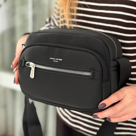 Сумка жіноча крос боді з еко шкіри David Jones 29074 чорна