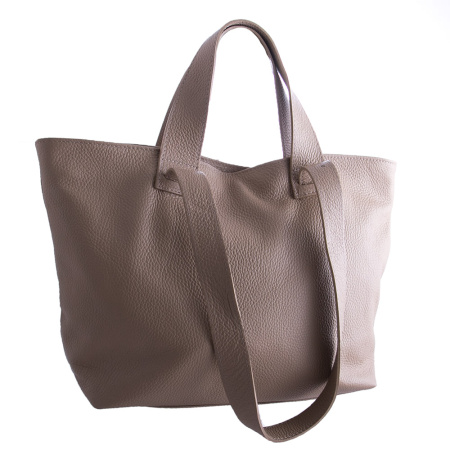 Итальянская кожаная сумка-шопер Genuine leather 19919 бежевая