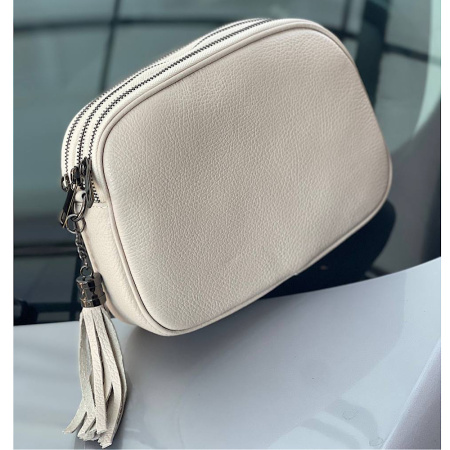 Сумка женская кросс боди из натуральной кожи Genuine leather 27049 бежевая