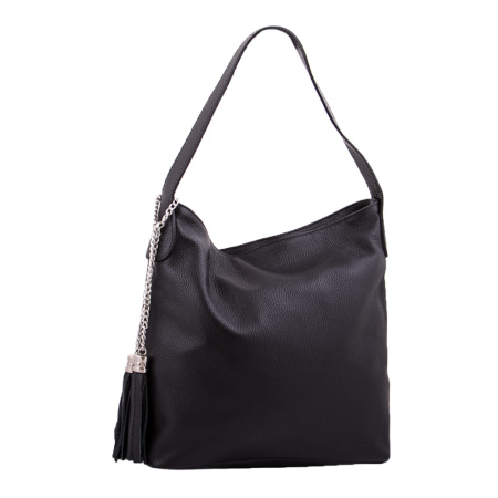 Женская кожаная сумка-мешок на одной ручке NN15163 черная 