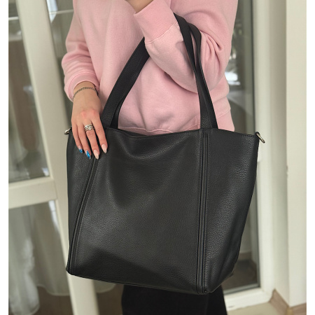 Сумка шоппер женская из натуральной кожи Genuine leather 28901 черная