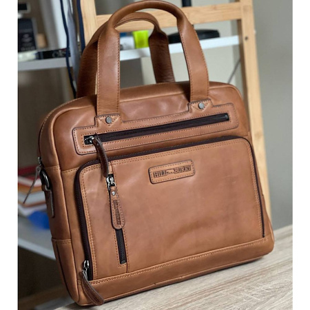 Сумка з 2-ма ручками з натуральної шкіри Hill burry 29001 руда