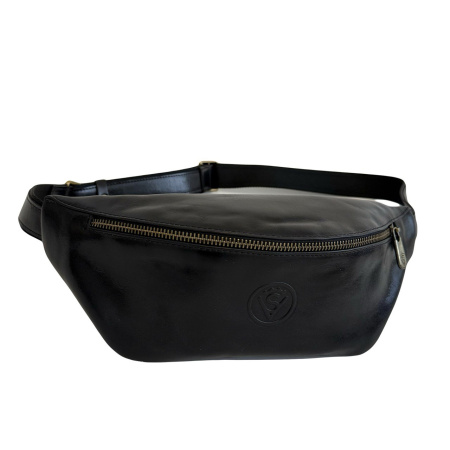 Сумка чоловіча бананка з натуральної шкіри Vittorio Safino 28817 чорна