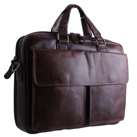 Мужская деловая сумка из натуральной кожи NN 19699 коричневая