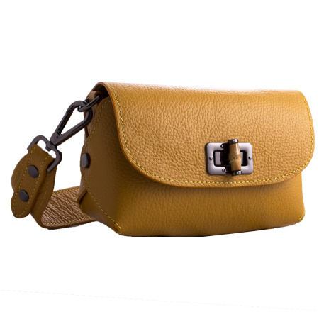 Кожаная итальянская сумка кросс-боди Genuine leather 19894 желтая