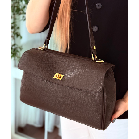 Сумка женская кросс боди из натуральной кожи Genuine leather 28925 коричневая (шоколад)