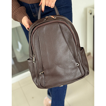 Рюкзак женский городской из натуральной кожи Genuine leather 28738 коричневый (шоколад)